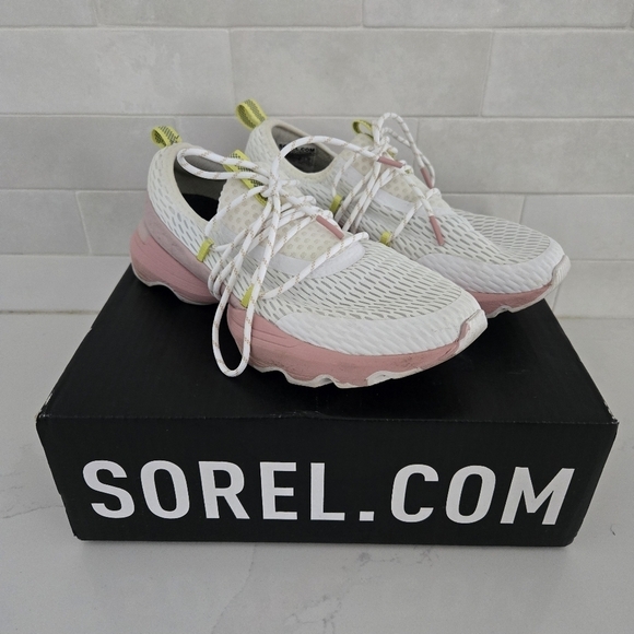 Sorel Kinetic Impact Lace-Up Chunky Sneaker White Eraser Pink Size 8 - Picture 2 of 7
